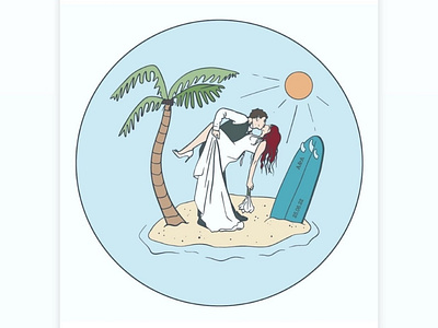 Wedding on the island illustration