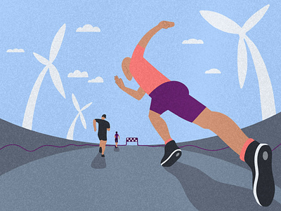 Runners in perspective art illustration petspective procreate road run runner sport windenergy