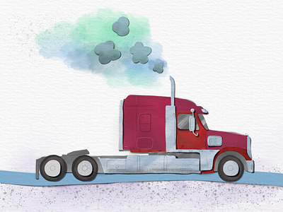 Cargo truck papercut illustration