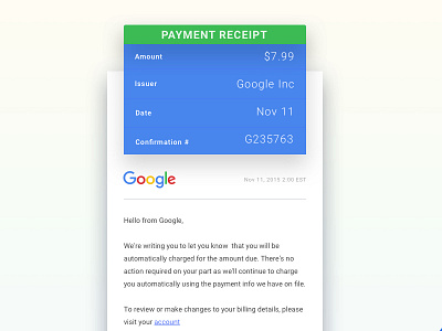 DailyUi #017 Receipt Email 017 clean dailyui design email google interface minimal payment receipt ui ux
