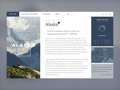 Alaska Travel info (WIP) alaska blue clean flat l web layout map minima travel ui ux website