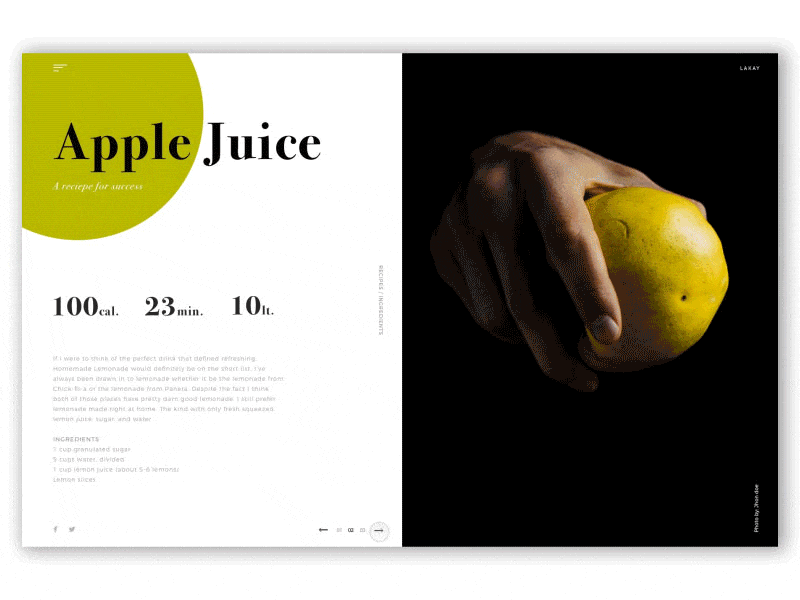 Recipes Prototype animation apple juice article concept gif grid interface lemonade recipe ui ux