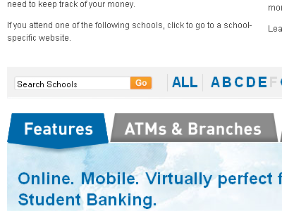 Features banking blue financial money sort student tabs ui website