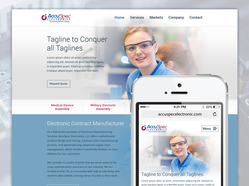Electronics Manufacturer web ui blue responsive interface design web design clean