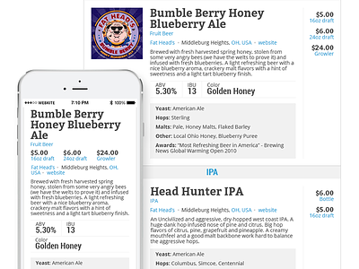 Beer Menu beer brewery clean list menu mobile price pricing responsive simple white