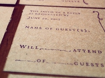 Favor Of A Reply handmade invite kraft paper rustic wedding