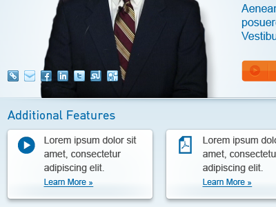 Additional Features blue financial icon shadow social