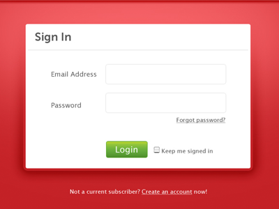 Login button clean form login red shadow sign in ui