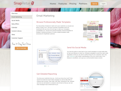 Features Page content museo orange redesign retail saas sidenav white
