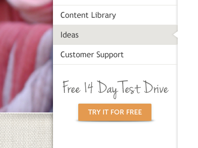 Ideas button handwritten nav orange sidenav subnav texture white