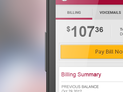 Pay Bill android app billing button interface mobile red summary ui yellow