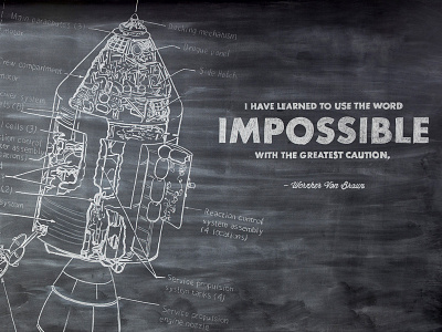 Impossible 2 chalk futura quote rocket saturn v technical drawing