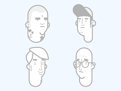 Faces avatar face faces fun guy illustration illustrator nerd skater skinhead vector