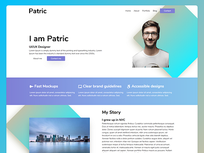 Patric | Personal Website blog css3 design flat gatsby html5 personal branding personal page personal website reactjs tailwindcss template typography ui ui design web