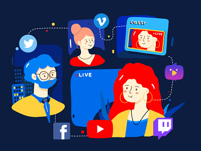 Stay connected through livestreaming artbook colorful connect connection design illustration livestream