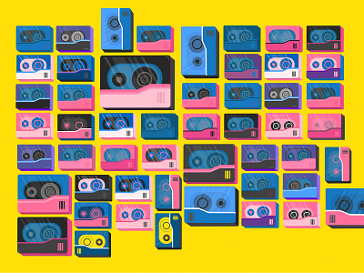 Stereo tapes design flat illustration pattern design