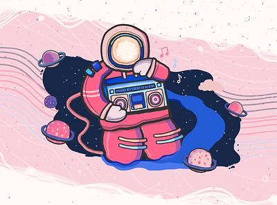 Astronaut 90s astronaut childhood design graphic design illustration layout radio stereo surrealism