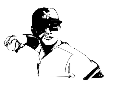 Baseball Player Illustration baseball illustration ink mark making player