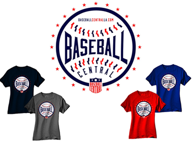 Baseball Central baseball blue enotsdesign logo red shirts sports stars whit