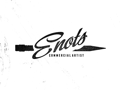 Enots Commercial Artist black logo retro vintage white