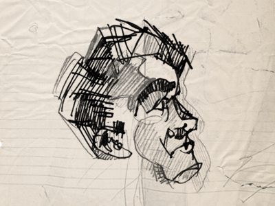 Sketch face line man pen sketch