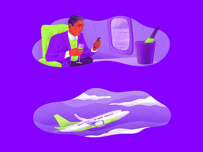 Man on airplane airplane article blog business character clean cloud colors flying illustration inktober landing man migration motion people sky ui vip web