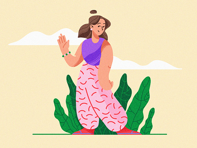 Lifestyle 2d character clean design forest girl hello illustration new team texture top ui vector walk web woman