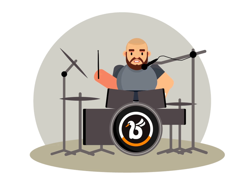 Groovy Drummer animation 2d character character design drummer drums mograph motion design motion graphics musician
