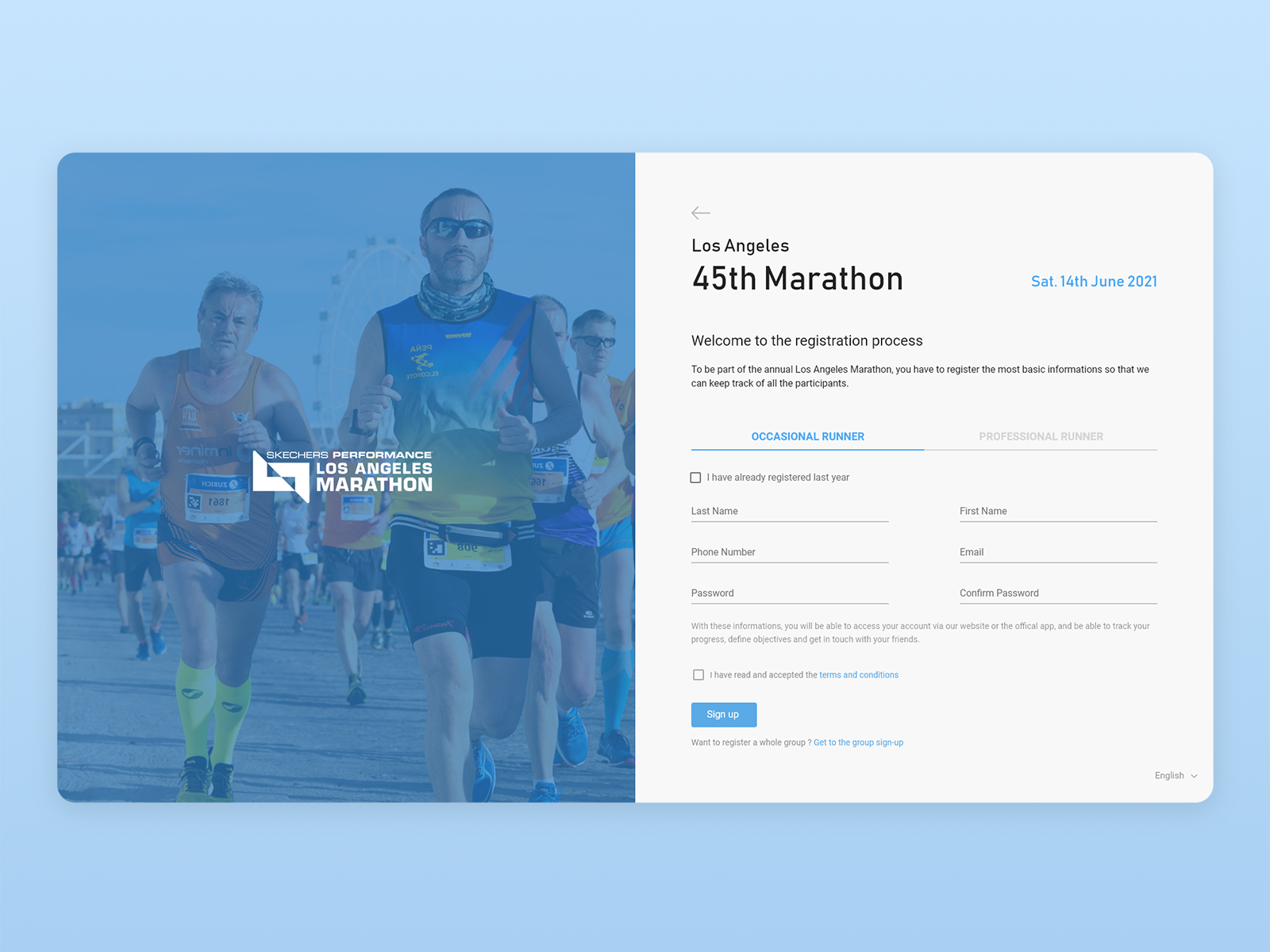 Marathon Sign Up Form by Axel Dadure on Dribbble