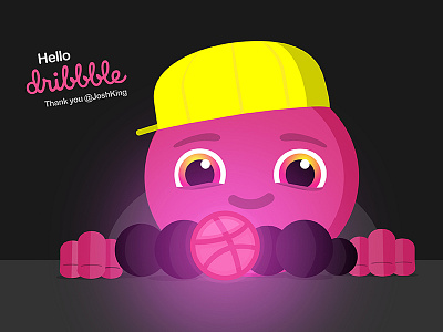 One ball to rule them all ball basketball big eyes character flat glowing marbles pink smiling yellow hat