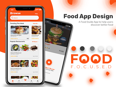 Food Focused ( Food Order And Delivery App) adobe photoshop adobe xd android app food app food app design graphicdesign ios app design ui uidesign uiux user interface design