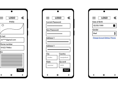 Mobile Apps wireframe 3 banner ads branding cosmetics design illustration logo nighty page cover photo thames ui