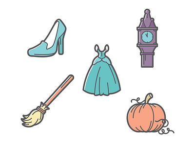 Cinderella icon pack cinderella design disney flat flat design icon icon design iconography icons illustration illustrator princess vector vector icon