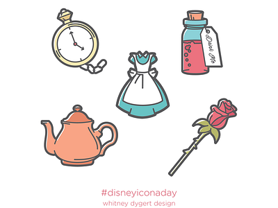 Alice in Wonderland alice in wonderland design disney flat flat design icon icon design iconography icons illustration illustrator princess vector vector icon