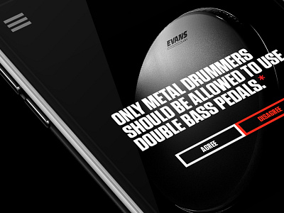 Evans UV1 digital drums flat iphone minimal mobile nav responsive simple ui