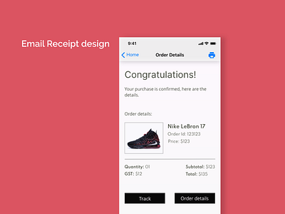 Daily UI - 017 Email Receipt branding dailyui design digital illustration ui ux uxdesign vector xd