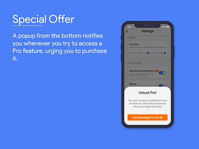 Daily UI 036 - Special Offer 6foot4 dailyui design digital illustration notesapp pro feature ui unlock ux uxdesign vector xd