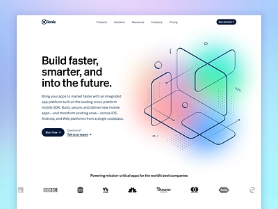 New ionic.io homepage design gradients hero illustration ionic landing page web design website