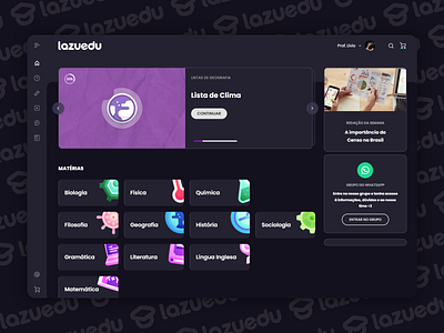 Rework da Página Inicial - Plataforma da Lazuedu 2022 dashboard ead education educação lazuedu learn learning lms product design ui ux web
