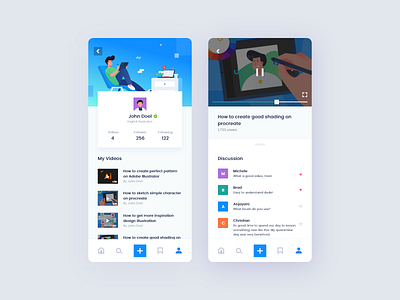 #Exploration - Video Course App adobe android clear design exploration illustration interface ios mobile ui ux whitespace