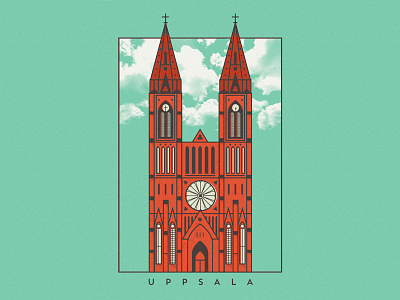 Uppsala Cathedral cathedral church line art poster screen print stockholm sweden uppsala