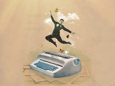 Type Me Away away collage happy jump type typewriter typing vintage