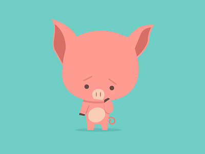 Worried pig animal baby cartoon cute farm pig pork worried worry