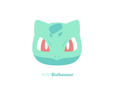 #001 Bulbasaur anime bulbasaur face flat minimal pokemon pokemon go