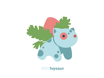 #002 Ivysaur anime face flat ivysaur minimal pokemon pokemon go