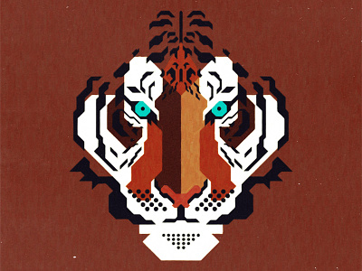 Tiger animal degree eyes face illustration line minimal tiger wild