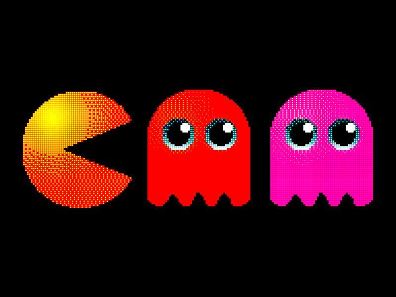 Pacman blinky game ghosts monsters pacman pinky retro vintage