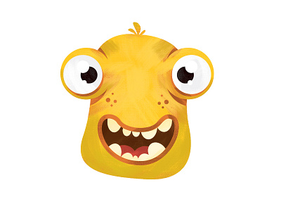 Yellow monster cartoon casino eyes face funny illustration monster scary yellow