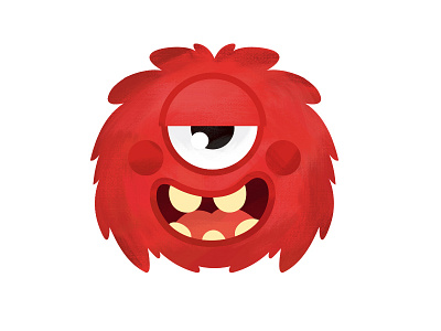 Red monster cartoon casino eyes face funny illustration monster red scary