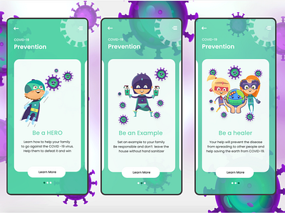 Kids vs Coronavirus app app design appdesign coronavirus covid19 design illustration kids mobile ui